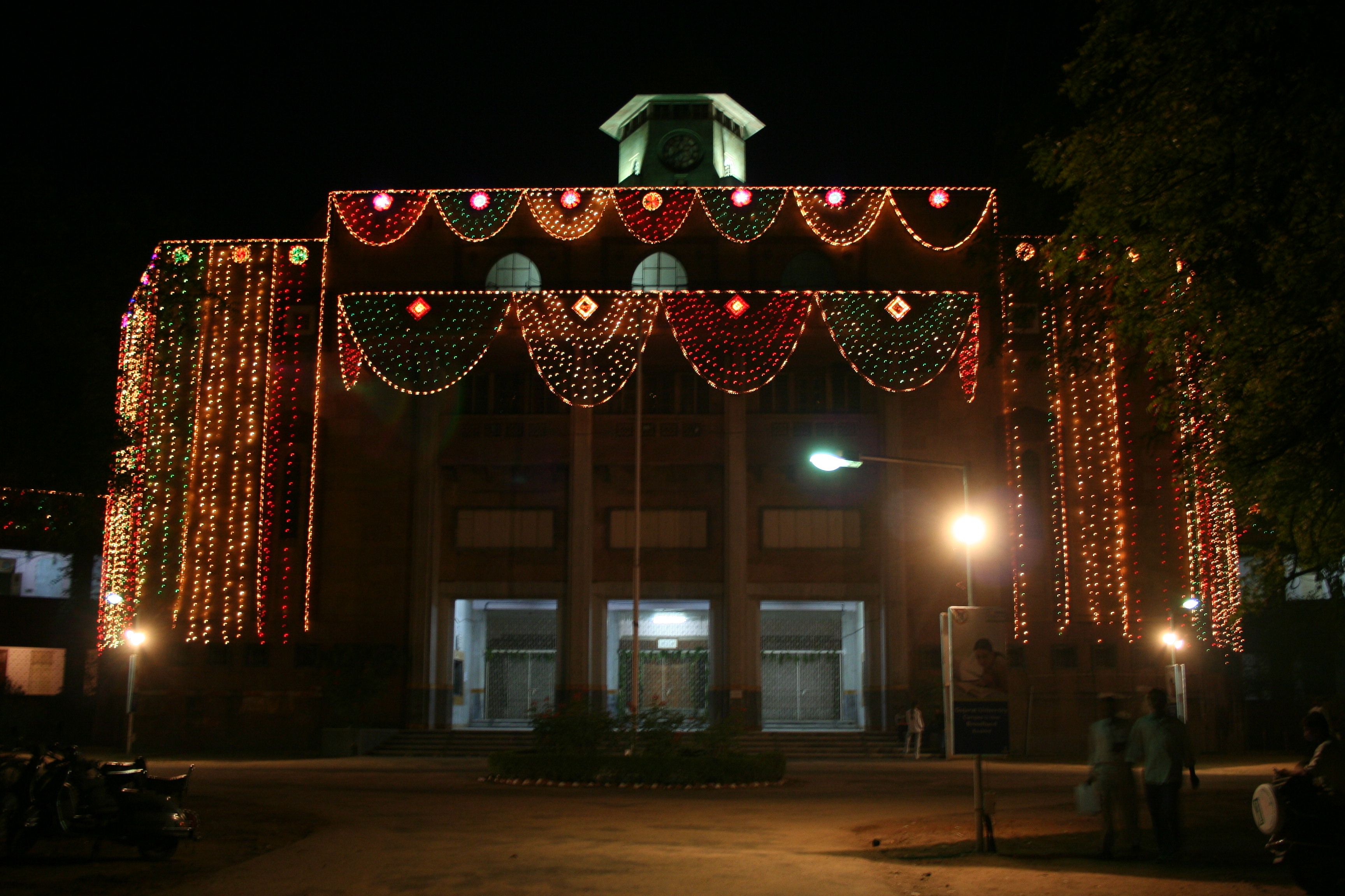 Tower Building Decorated for Convocation Function.JPG